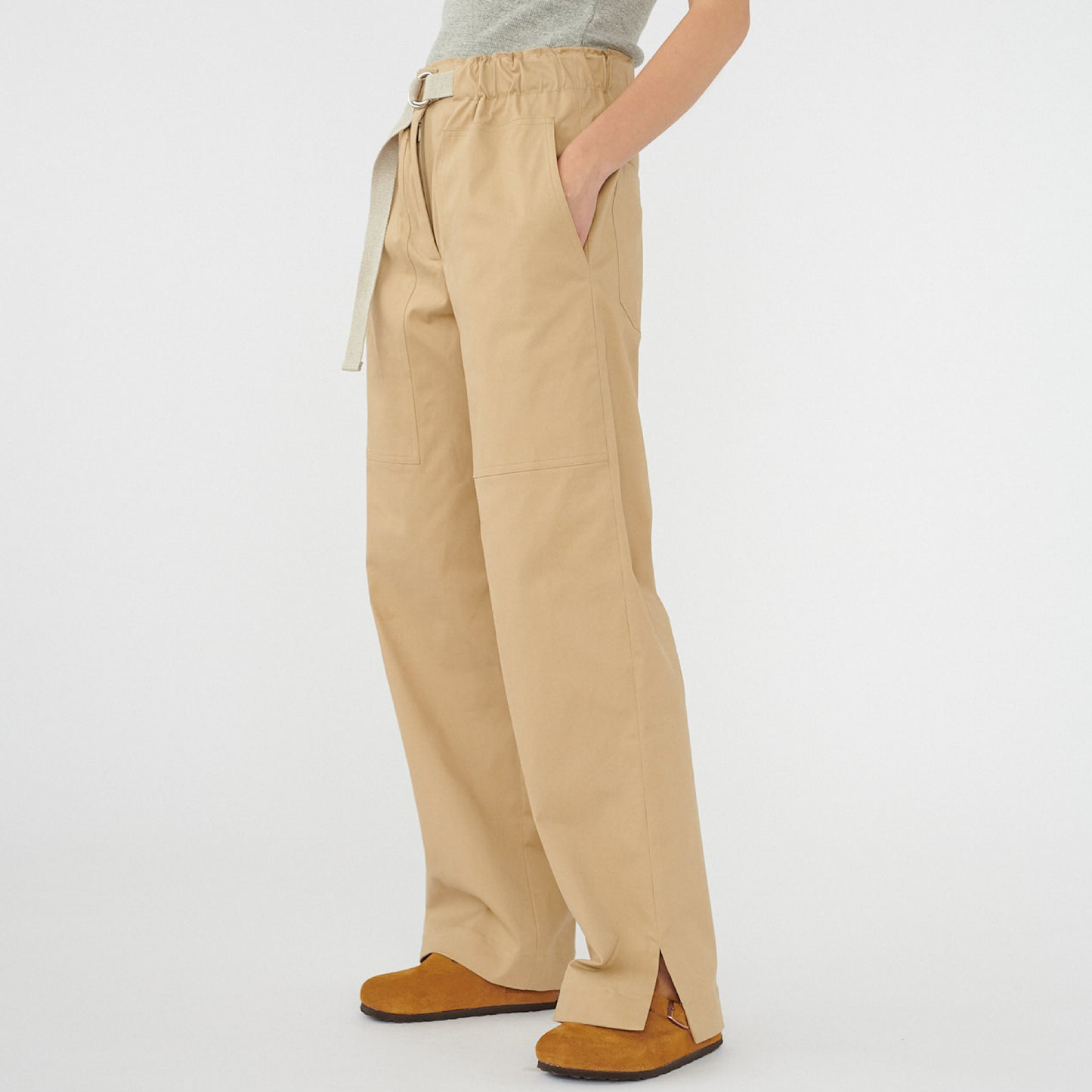 Canvas Casual Pants, Beige