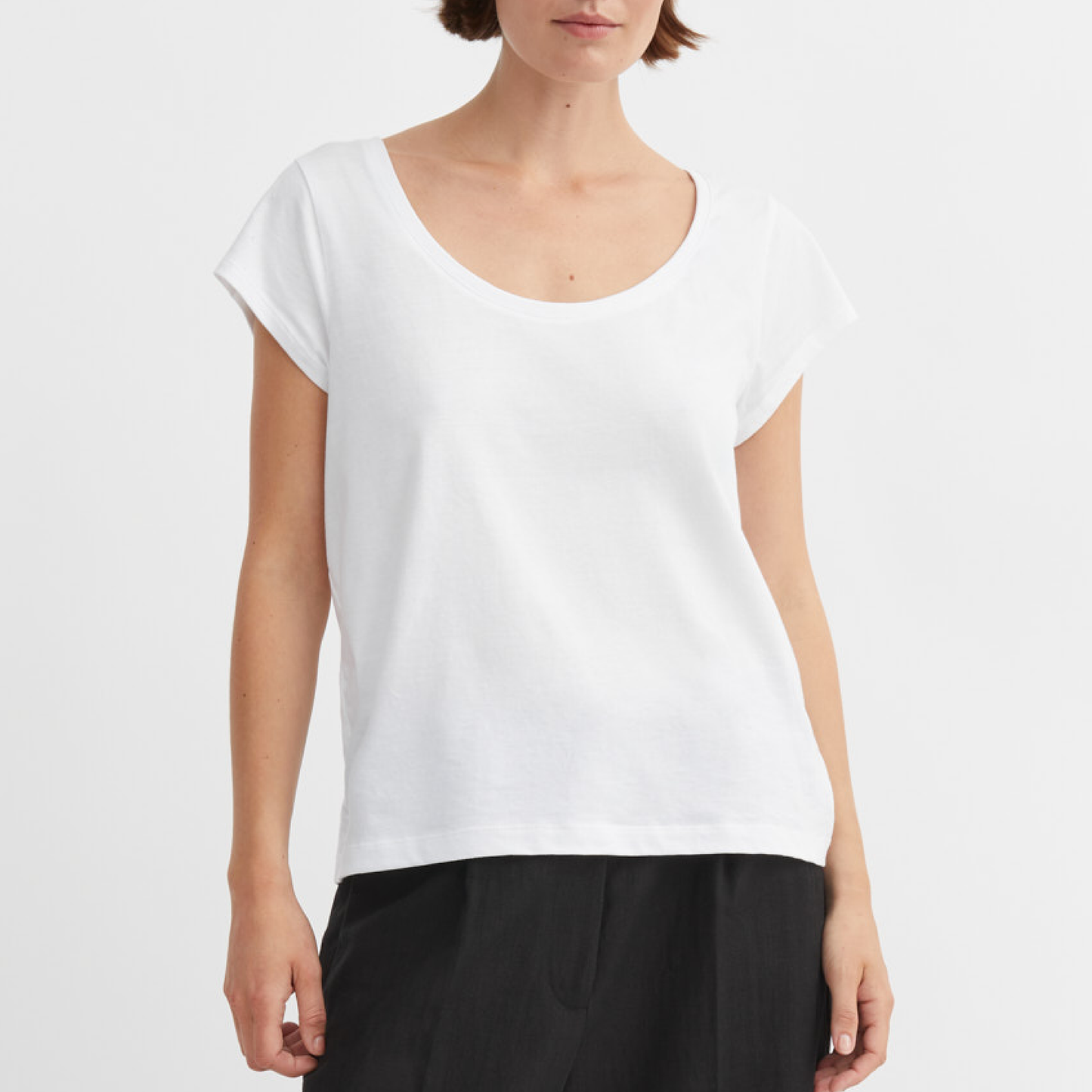 Andy Wide Neck Tee, Optic White