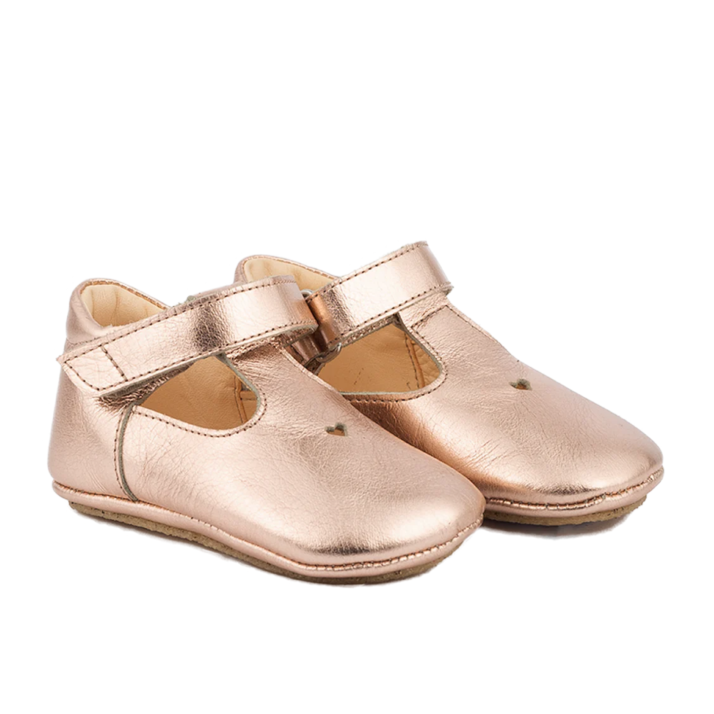 Prewalker med hjerte og velcrolukning, Rose Gold