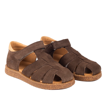 Sandal med justerbar velcrolukning, Dark Taupe/Camel