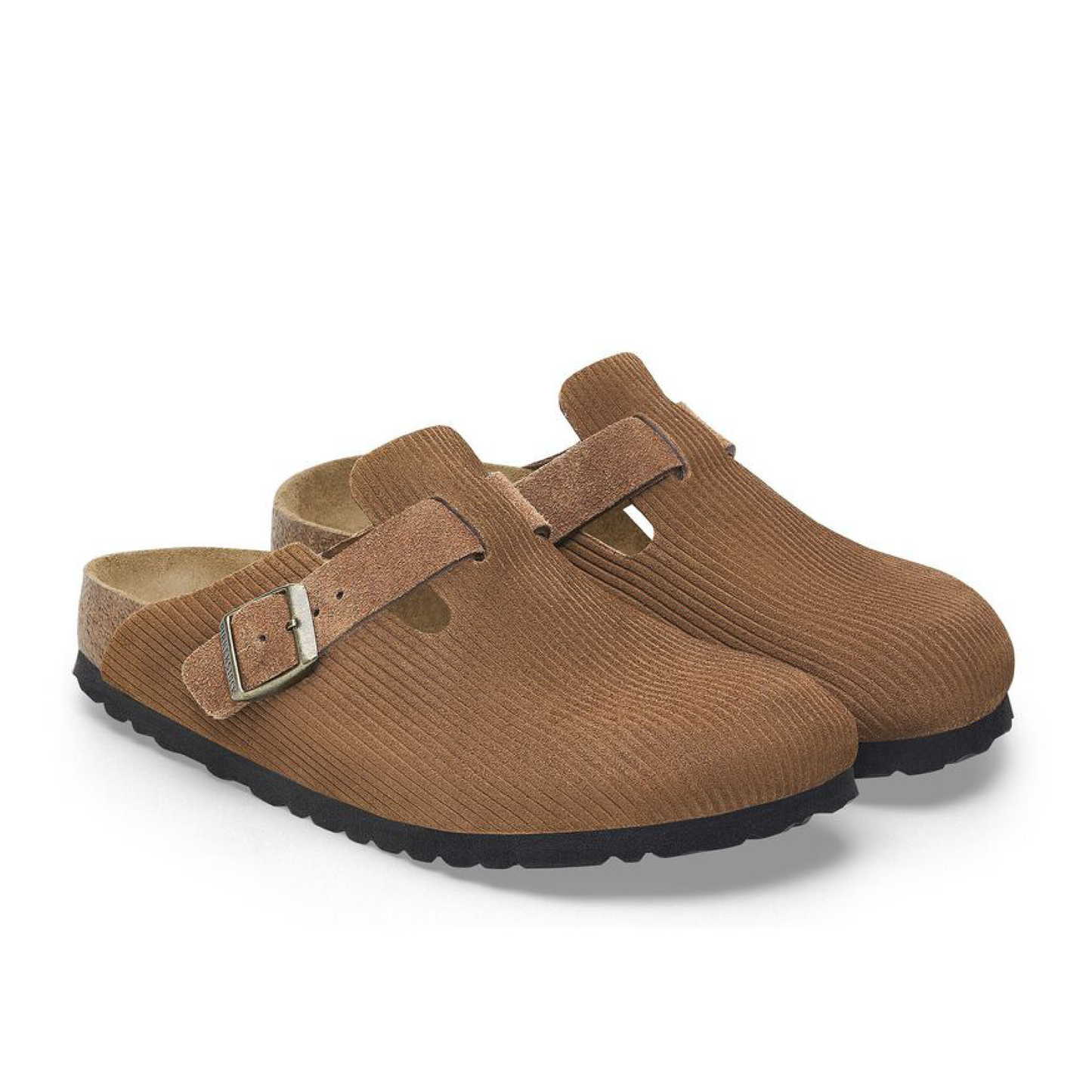 Boston Suede Leather Slippers, Corduroy Dark Tea