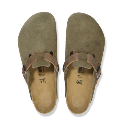 Boston Mixed Leather Slippers, Thyme