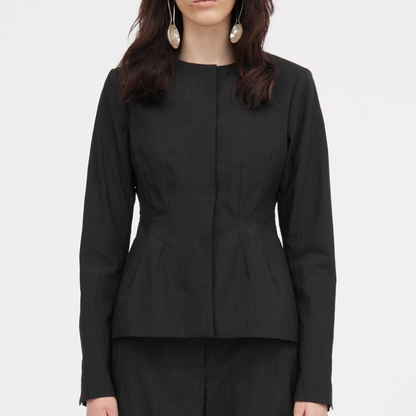 Julienne Crinkle Tech Blazer, Black