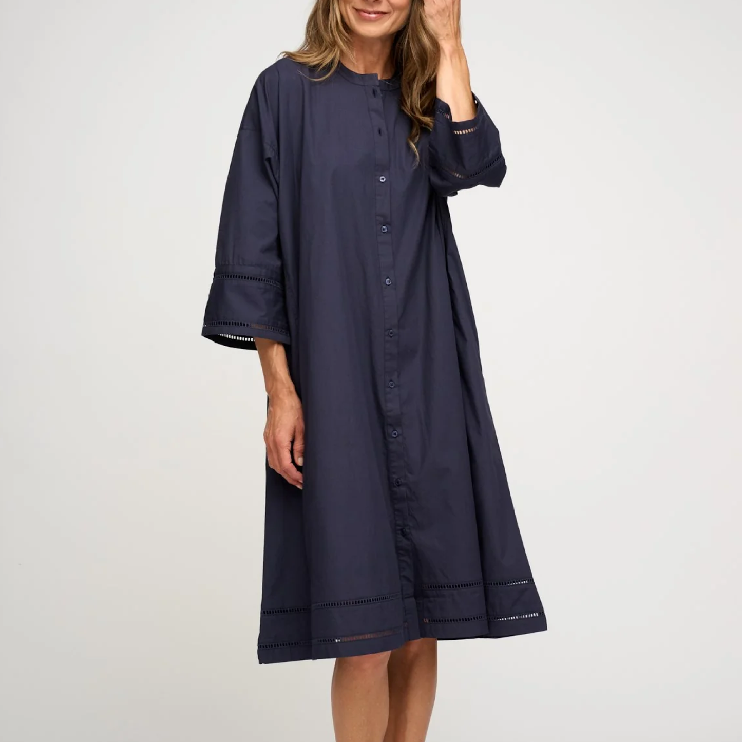 Lively Shirtdress Poplin, Dark Navy