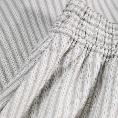 Nasha Striped Cotton Nederdel, Ivory/Charcoal