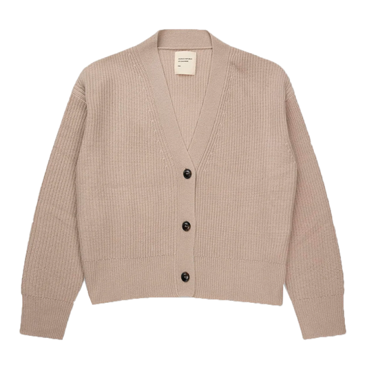 Premium Ribbed Cardigan, Sand