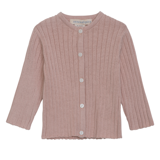 Baby Rib Cardigan, Dusty Rose