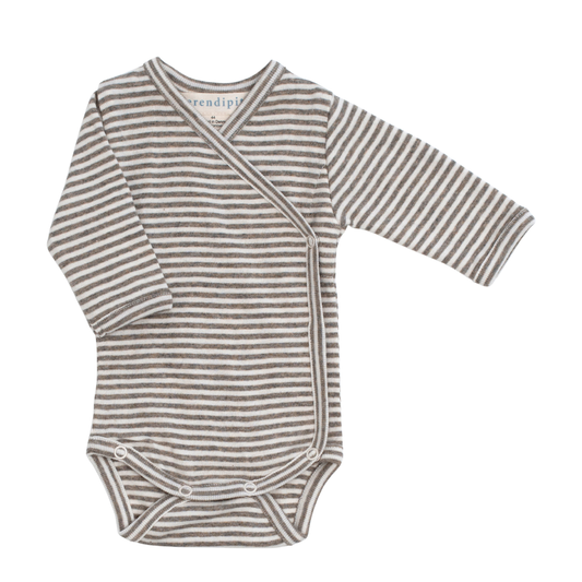 Newborn Slå-Om Body, Taupe/Offwhite