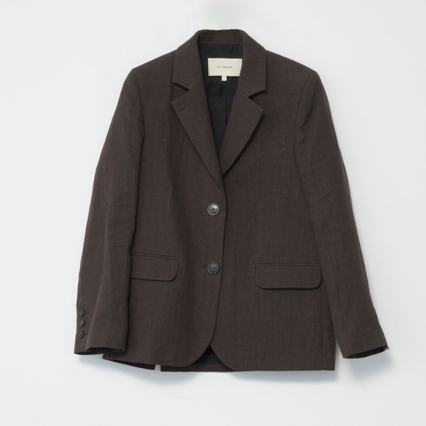 Linen Straight Blazer, Dark Brown