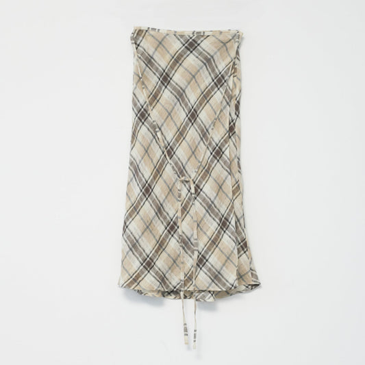 Check Light Linen Wrap Skirt, Nature Mix