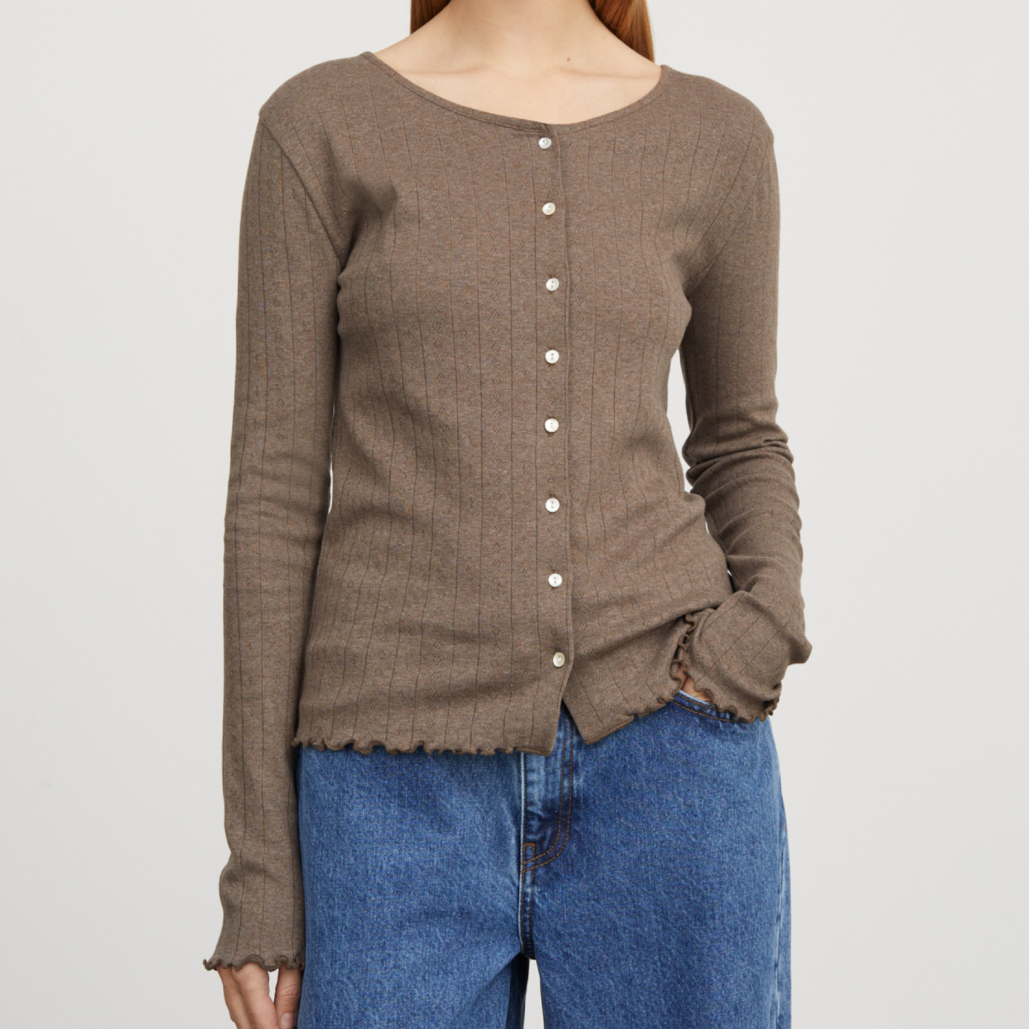 Edie Cardigan, Brown Melange