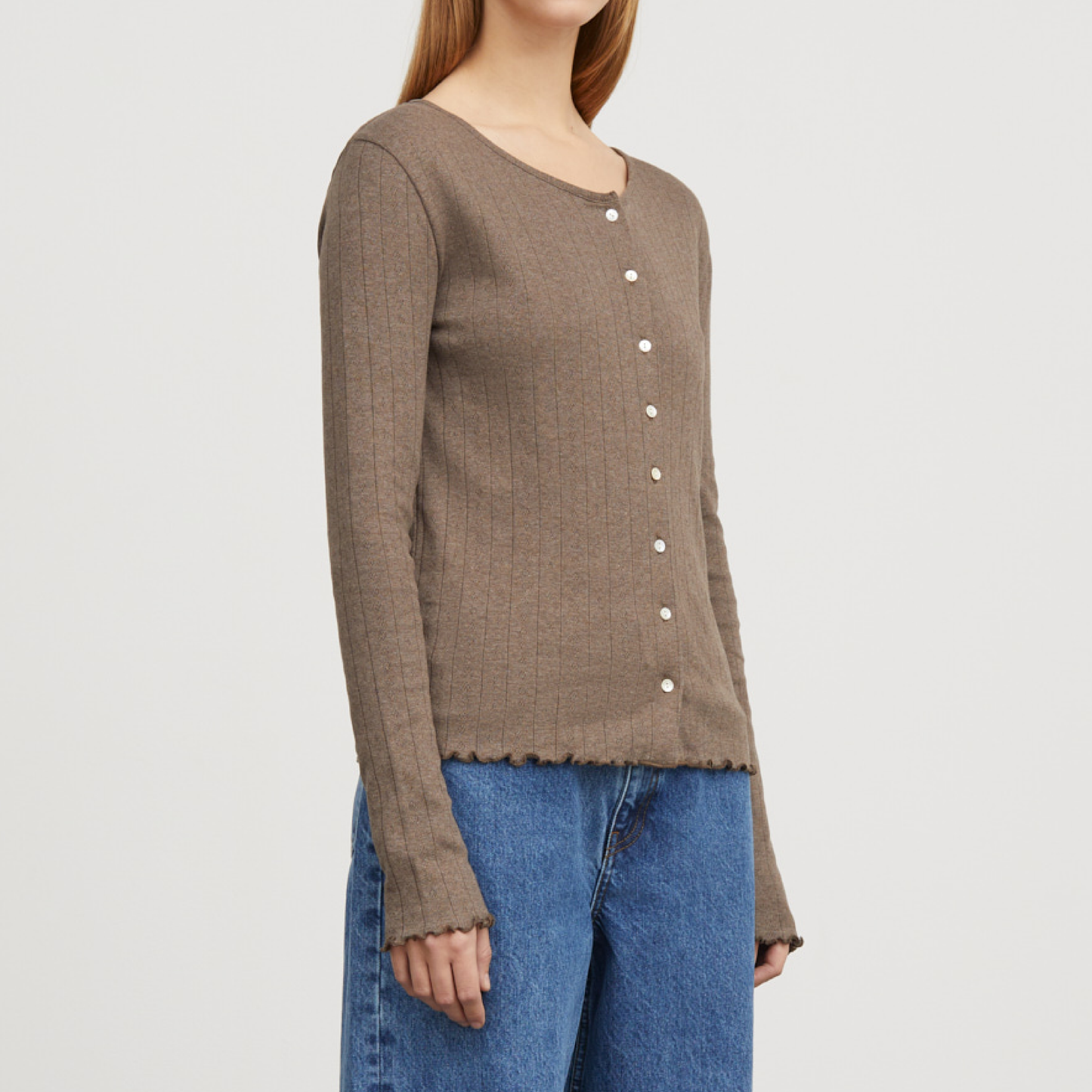 Edie Cardigan, Brown Melange