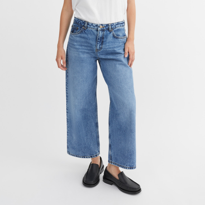 Taylor Cropped Jeans, Worn Mid Blue