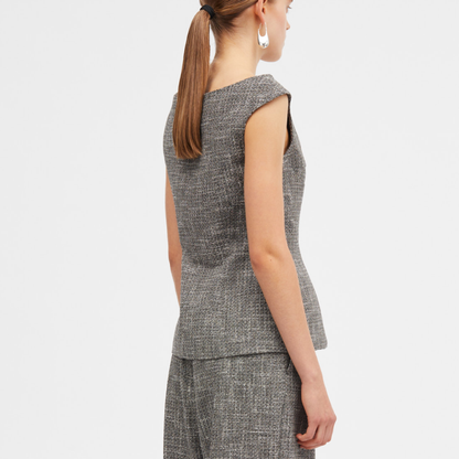 Tishi Tweed Top, Granite