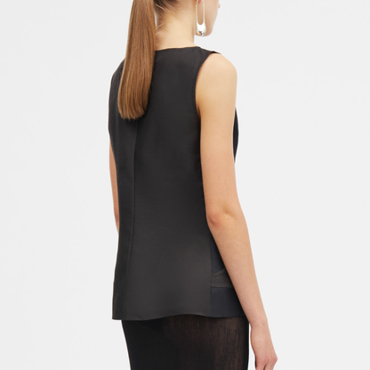 Tami-Atelier Silk Wool Twill Top, Black