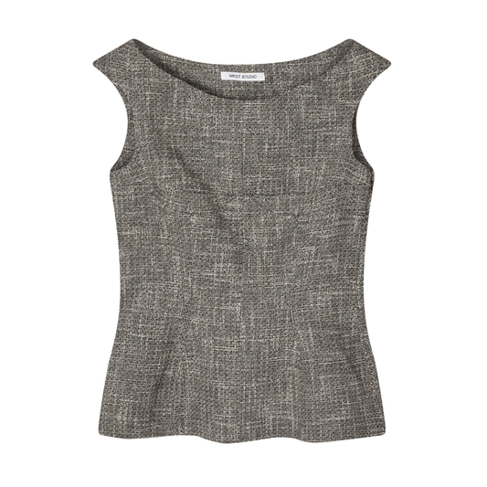 Tishi Tweed Top, Granite