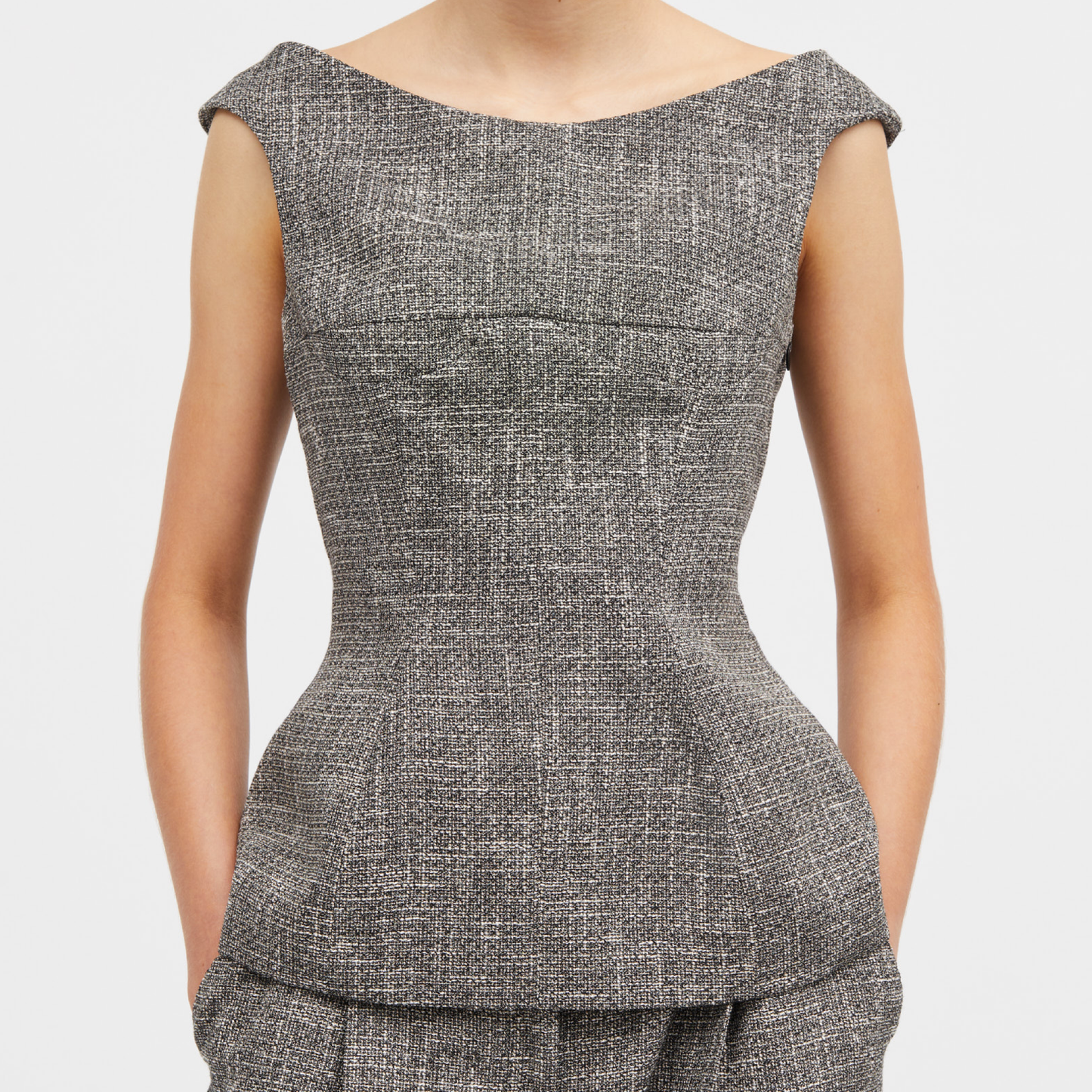 Tishi Tweed Top, Granite