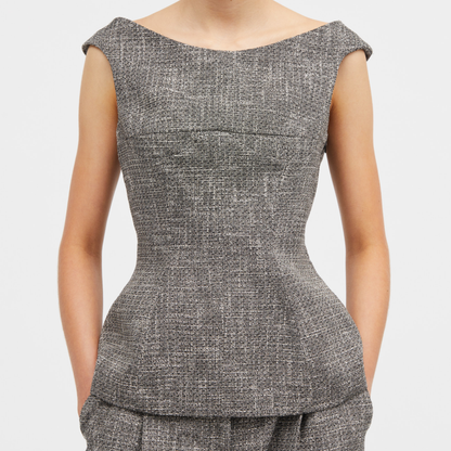 Tishi Tweed Top, Granite