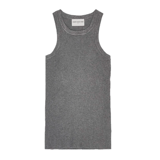 Calm Rib Tank Top, Grey Melange