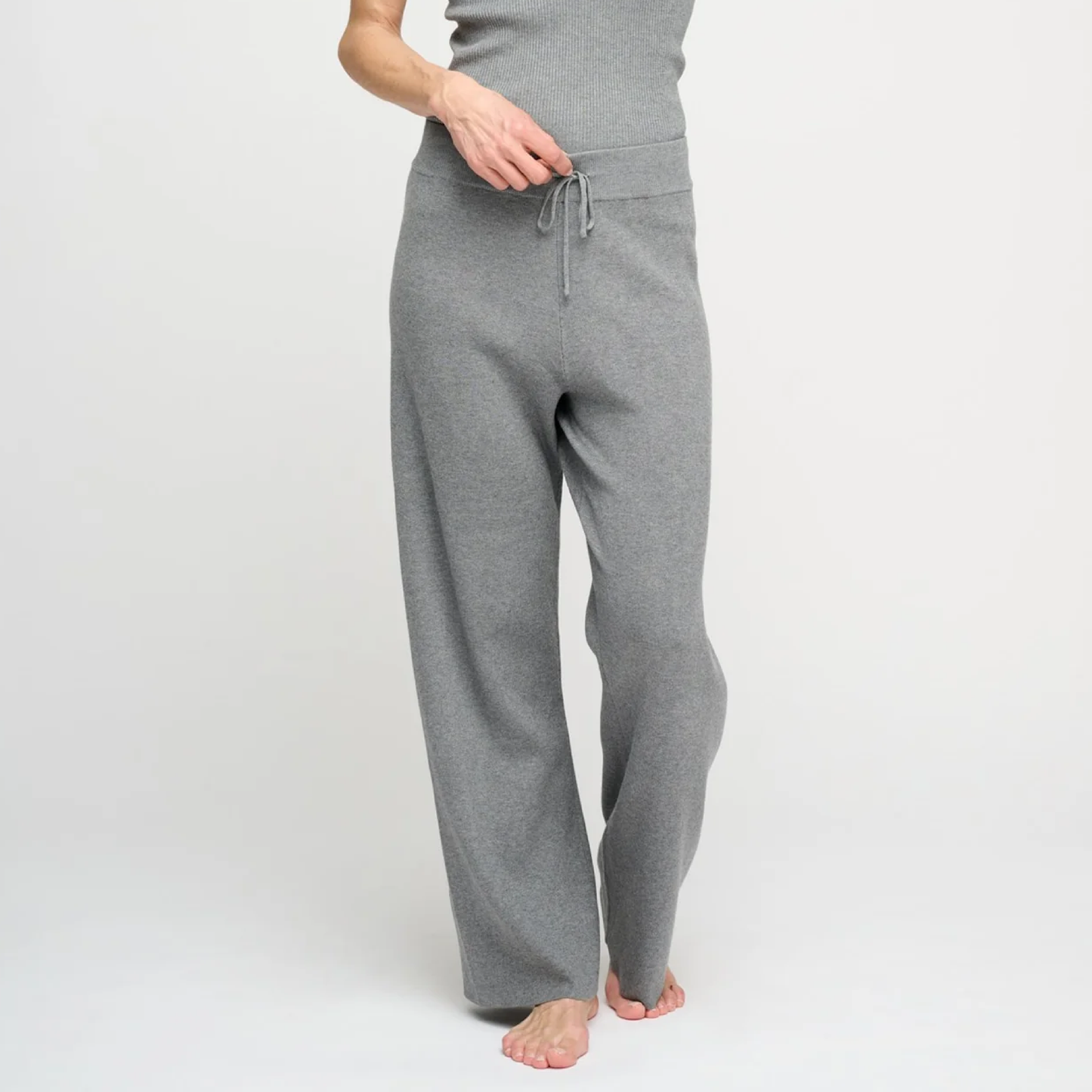 Hali Knit Pants, Grey Melange